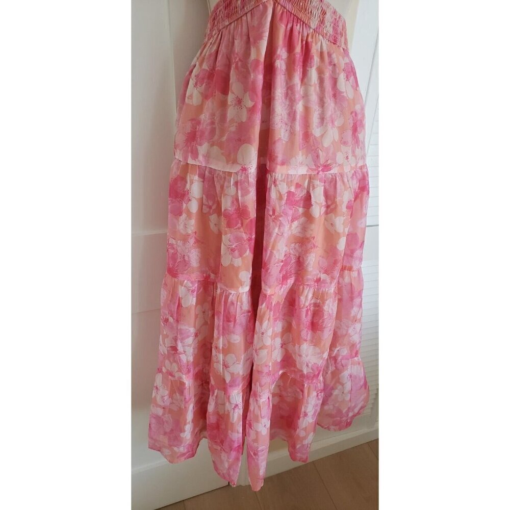 NEW DEE ELLY BEATRICE SIDE CUT OUT FLORAL PINK DRESS SZ MEDIUM - Picture 6 of 13
